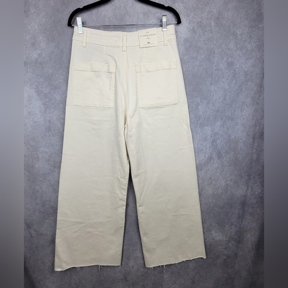 Zara Off White The Marine Straight High Rise Slim Fit Relaxed Leg Jeans Size 10 - Picture 4 of 13